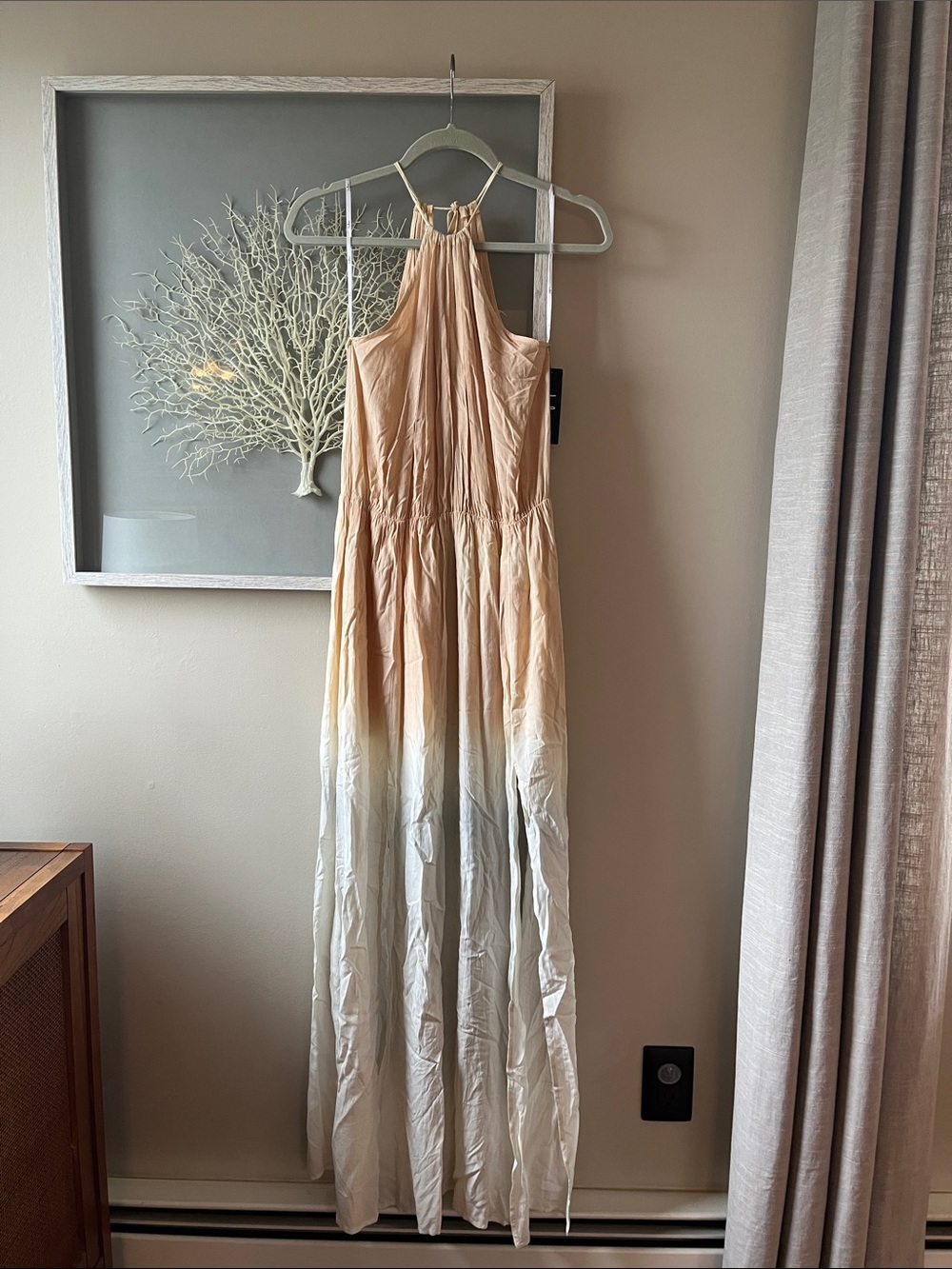 Lulu's Peach to Light Blue Ombre Halter Maxi Dress